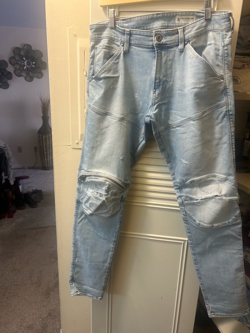 G-Star Light Blue Biker-Stitch Skinny Jeans